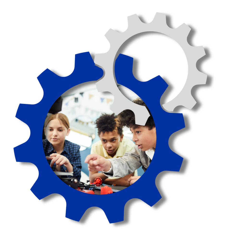 Students working on robotics project.